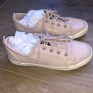SPERRY Pink Glitter Lace Up Canvas Tennis Shoes Size 13